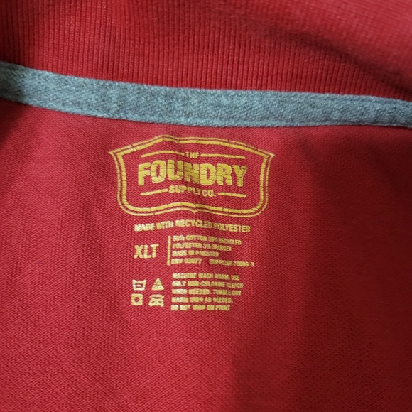The Foundry Supply Mens Polo Shirt XLT Big And Tall Red Short Sleeve - Picture 3 of 5